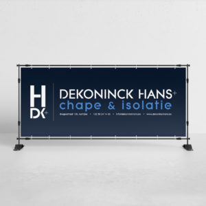Spandoek, weefdoek, banner voor Hans Dekoninck plus +